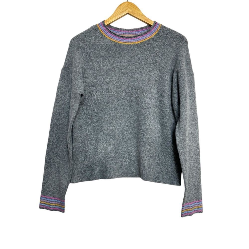 NWT J. Crew Wool Blend Heathered Grey Crew Neck Sweater Cozy Extra Soft $89
